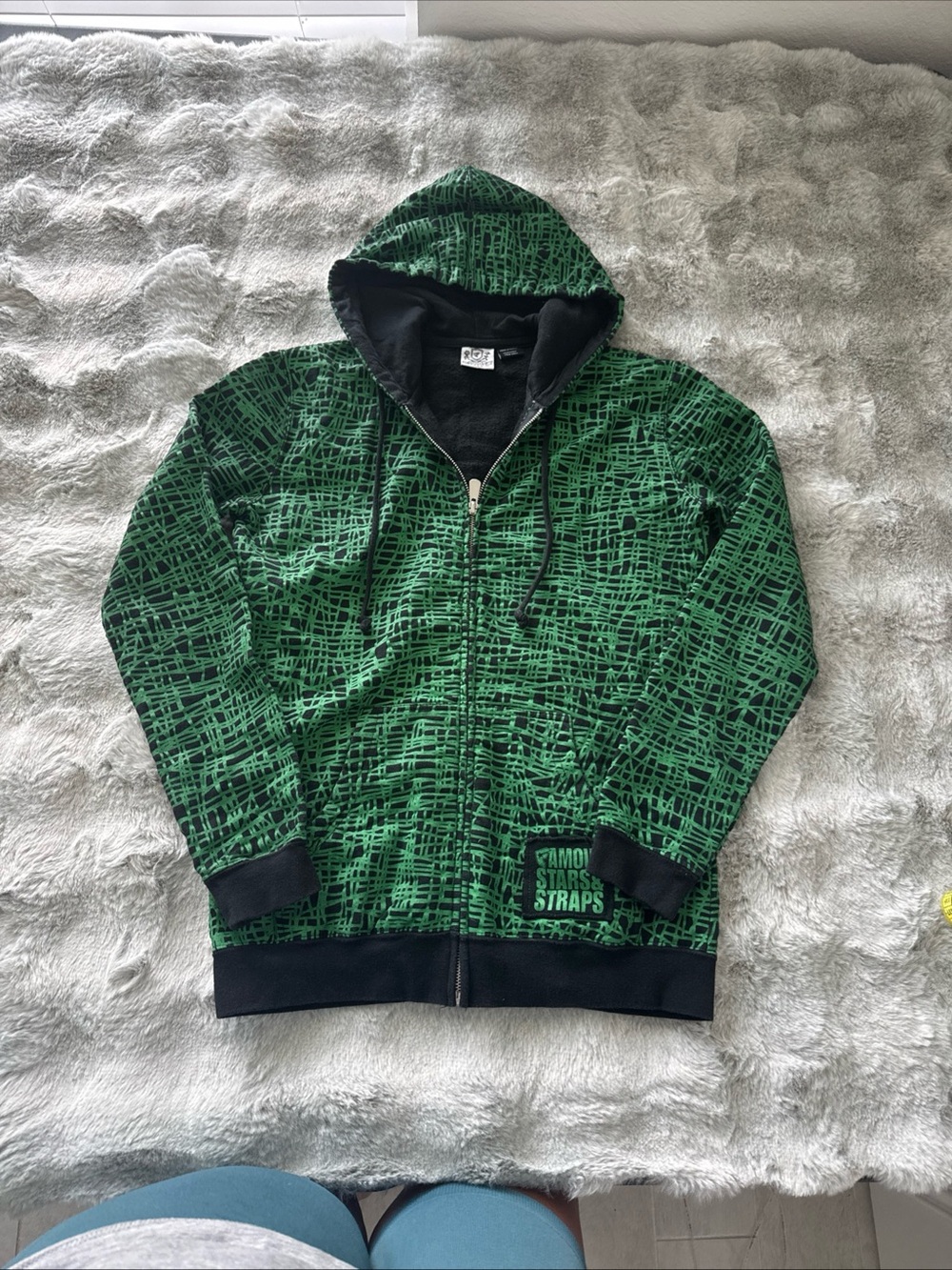 Famous Stars and Straps Vintage Jacket Green & Black Size Medium-0517